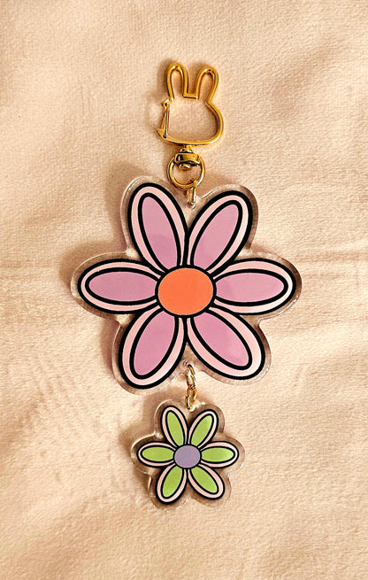 Purple Flower Acrylic Keychain