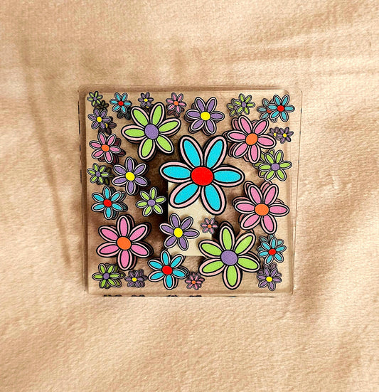 Square Flowers Binder Clip