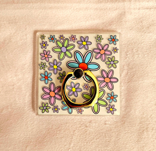 Square Flowers Phone Ring Holder