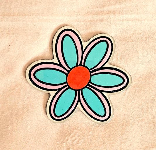 Teal Flower Acrylic Magnet