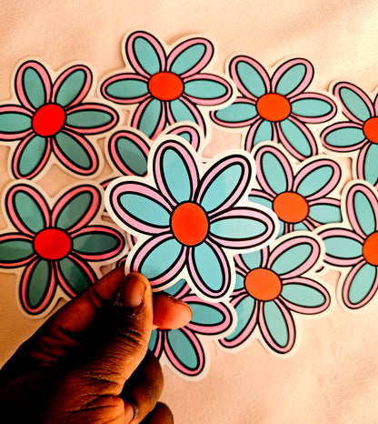 Teal Flower Sticker