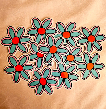 Teal Flower Sticker