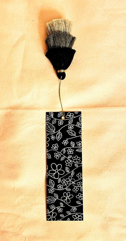 Midnight Flower Bookmark with Tassels